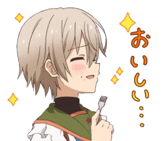 😚 おいしい Anime, Dessin animé, Mignon, Manger, Étincelle, Kawaii telegram sticker