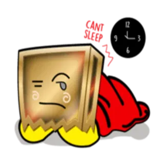 😒 CAN'T SLEEP cartoon, sleepy, tired, bedtime, night, exhausted whatsapp sticker