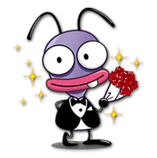 💐 Dibujos animados, Flores, Esmoquin, Romance, Amor, Saludo, Brillo, Personaje telegram sticker