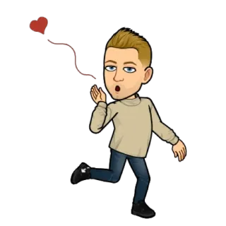 ❤️ Bitmoji, amor, corazón, dibujos animados, saludo whatsapp sticker