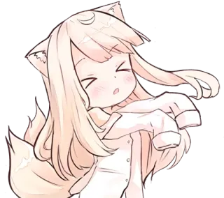 😩 Anime, Manga, Mignon, Kawaii, Fille renard, Kemonomimi, Illustration whatsapp sticker