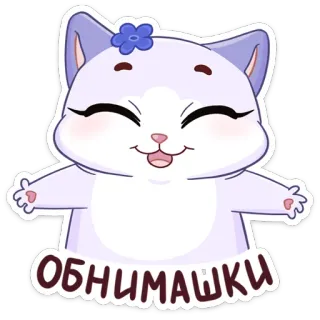 🤗 ОБНИМАШКИ cat, cute, kawaii, greeting, hug, friendly, whimsical whatsapp sticker
