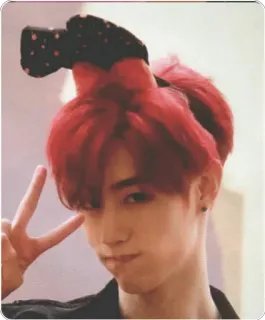 ✌ Person, rote Haare, Friedenszeichen, Kpop, männlich, Porträt, Schönheit telegram sticker