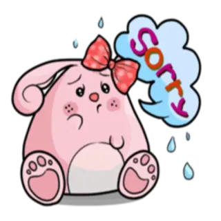 😔 Sorry disculpa, triste, lindo, conejo, lo siento, dibujos animados telegram sticker