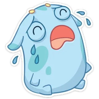 😢 piangere, triste, lacrime, emotivo, cartone animato, blu telegram sticker