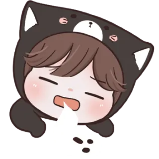 😼 schläfrig, süß, Cartoon, kawaii, chibi, entspannt, liebenswert, niedlich telegram sticker