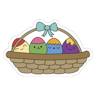 🥚 easter, eggs, basket, spring, cute, kawaii whatsapp sticker