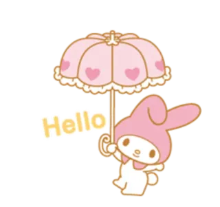👋 My Melody Hello imut, kawaii, sanrio, kelinci, payung telegram sticker