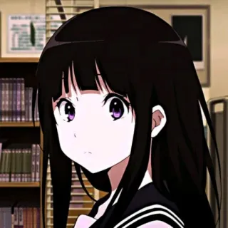 💛 anime, cô gái, đồng phục học sinh, tóc đen, mắt tím telegram sticker