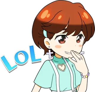 😏 LOL śmiech, lol, kreskówka, dziewczyna, wyraz, reakcja, słodkie, anime telegram sticker