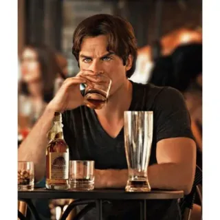🎭 man, drinking, alcohol, liquor, bar, table, glass telegram sticker