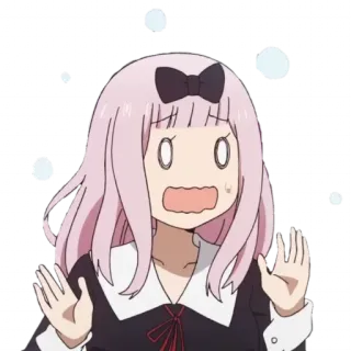 😧 Chika Fujiwara Kaguya-sama: Love Is War Anime, Kawaii, Sorprendido, Lindo, Pelo rosa, Chika Fujiwara telegram sticker