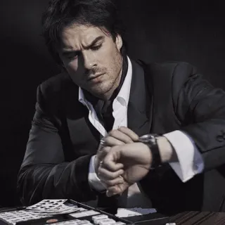 ✨ hombre, traje, juego de azar, póker, casino, serio telegram sticker