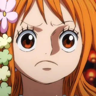 😕 Nami One Piece 动漫, 漫画, 橘色头发, 不满, 烦躁 telegram sticker