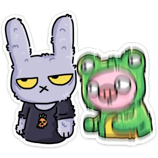 🙄 兔子, 青蛙, 卡通, 贴纸, 动物 telegram sticker