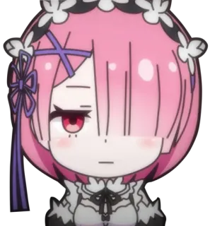 💖 Ram Re:Zero − Starting Life in Another World Аниме, Чиби, Рам, Re:Zero, Манга, Милый telegram sticker