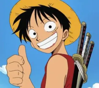 👍 Luffy One Piece 루피, 원피스, 애니메이션, 엄지척, 밀짚모자, 만화 telegram sticker