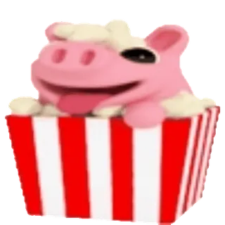 🍿 돼지, 팝콘, 동물, 음식, 귀여운, 만화 whatsapp sticker
