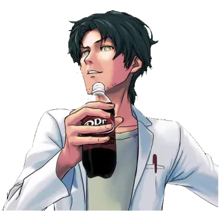 😏 man, drink, bottle, lab coat, beverage telegram sticker