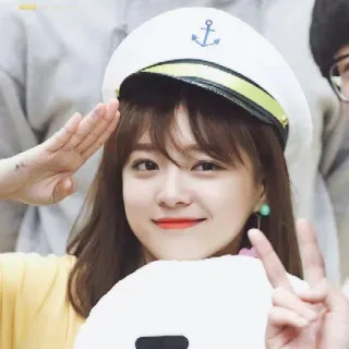 👍 женщина, морская шапка, портрет, милый, девушка, знак мира telegram sticker