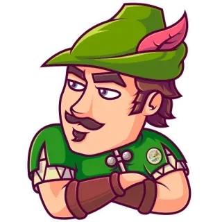 😒 Robin Hood Desenho animado, Arco e flecha, Personagem, Arqueiro, Herói, Floresta telegram sticker