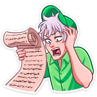 🤗 удивлен, человек, читает, наклейка, мультфильм, обеспокоен, длинный список telegram sticker