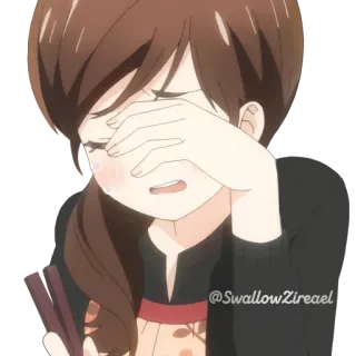 😥 @SwallowZireael Anime, Khóc, Cô gái, Buồn, Cảm xúc, Nhân vật telegram sticker