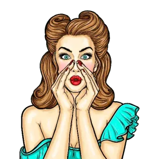 🤫 Pop Art, Frau, Überraschung, Schock, Retro, Vintage, Haare, Pin-up telegram sticker