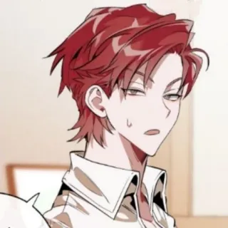 🥀 anime style, red hair, male character, smirk, cartoon, comic style telegram sticker