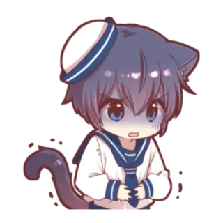 🍓 Anime, Gato, Marinheiro, Chibi, Adesivo, Fofo, Desenho animado telegram sticker