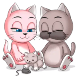 👪 猫, 子猫, かわいい, 動物, 漫画, 家族 telegram sticker