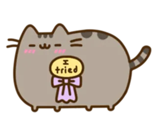 😁 I tried cat, pusheen, i tried, cute, sticker whatsapp sticker