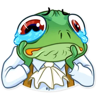 😭 กบ, ร้องไห้, เศร้า, การ์ตูน, สติกเกอร์, เสียใจ telegram sticker