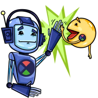 🙏 robô, desenho animado, toca aqui, amigos, diversão, personagem telegram sticker