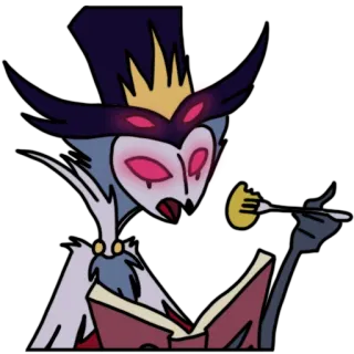 🍽️ Stolas Helluva Boss Animation, Cartoon, Dämon, Essen, Anthropomorph telegram sticker