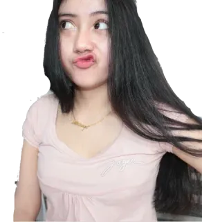 🤔 wanita, gadis, potret, brunet, kalung, selfie telegram sticker