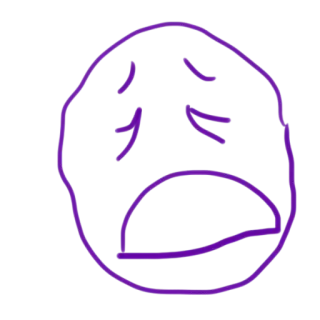 😩 triste, rosto, emoji, desenho animado, roxo whatsapp sticker