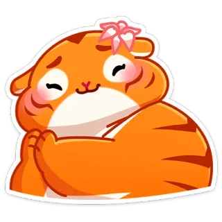 😃 เสือ, น่ารัก, คาวาอิ, สัตว์, สติกเกอร์, สีส้ม, การ์ตูน telegram sticker