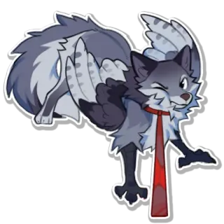 🦮 สัตว์, การ์ตูน, บิน, สุนัขจิ้งจอก, มีปีก telegram sticker