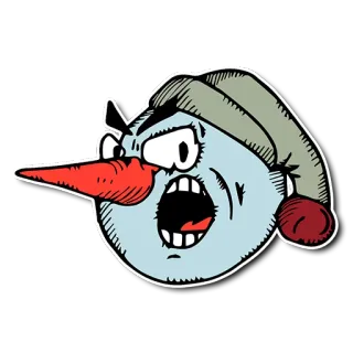 🤨 снеговик, злой, зима, мультфильм, персонаж, снег, голова telegram sticker