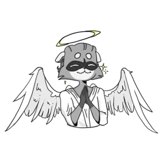 😇 ange, raton laveur, ailes, auréole, animal, autocollant whatsapp sticker