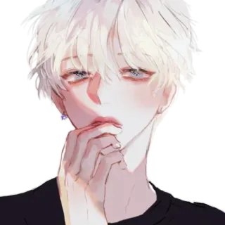 🤔 anime, art, aesthetic, digital art, portrait, white hair, illustration telegram sticker