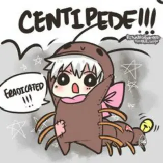😧 CENTIPEDE!!! ERADICATED !!! Tausendfüßler, Anime, ausgerottet, niedlich, Cartoon, Manga telegram sticker