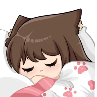 😴 tidur, anime, imut, telinga kucing, kawaii, bantal, mengantuk telegram sticker