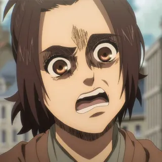 💈 Gabi Braun Attack on Titan anime, assustado, chocado, irritado, Gabi Braun, Attack on Titan telegram sticker