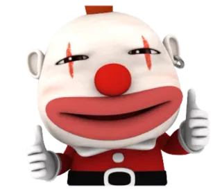 👍 Клоун, Большой палец вверх, Персонаж, Мультфильм, Счастливый, Милый telegram sticker