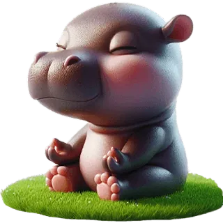 🧘‍♀ カバ, カバ, 瞑想, ヨガ, 動物, かわいい, 漫画, 草 whatsapp sticker