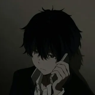 📱 Anime, Menino, Triste, Telefone, Escuro, Estético telegram sticker