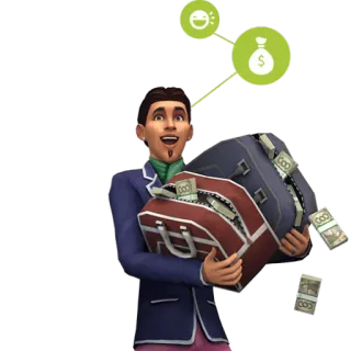 💰 sims, money, happy, suit, gaming, bags, cartoon telegram sticker