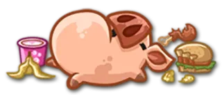 😴 Porco, Comida, Desenho animado, Animal telegram sticker